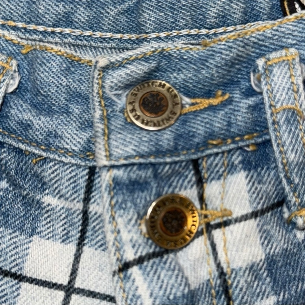 Vintage Y2K Switch USA Plaid Patchwork High-Rise Jean Shorts Size 3 (0/1) - Picture 6 of 7